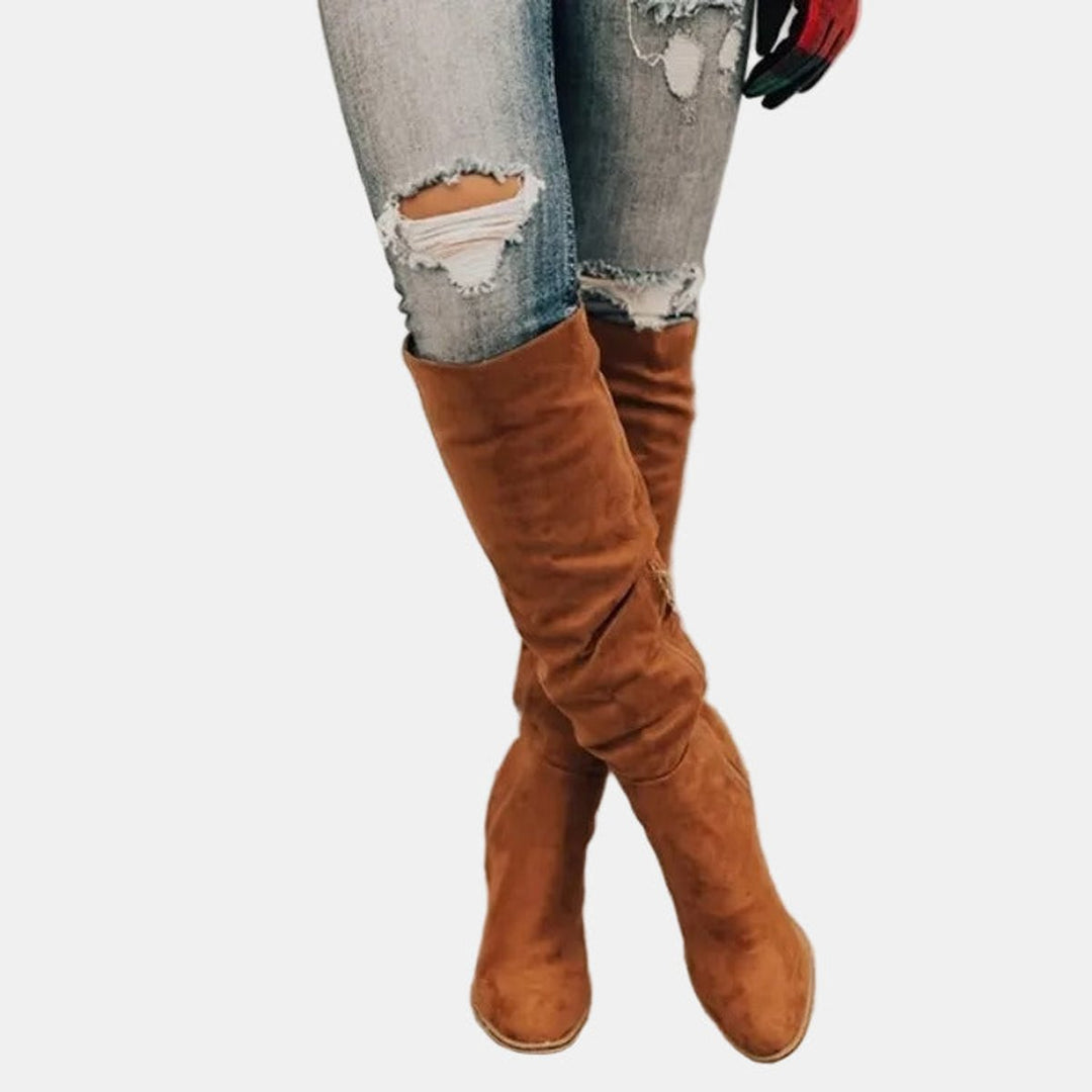 Katrin | Modern Stretch Block Heel Knee High Boots