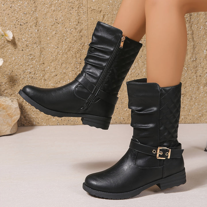 Jessica | Elegant Mid-Calf Buckle Boots