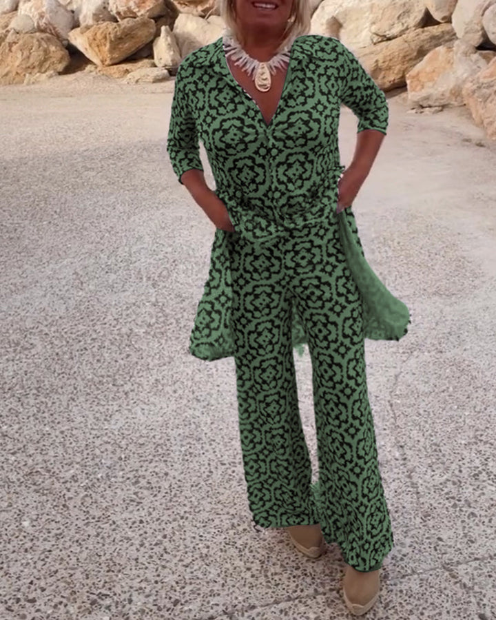 Stella | Stylish Printed Tunic And Wide-Leg Pants Set