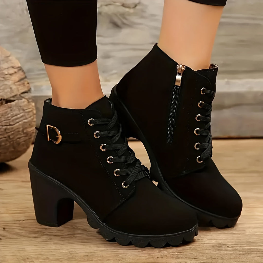 Vera | Stylish Lace-Up Block Heel Ankle Boots