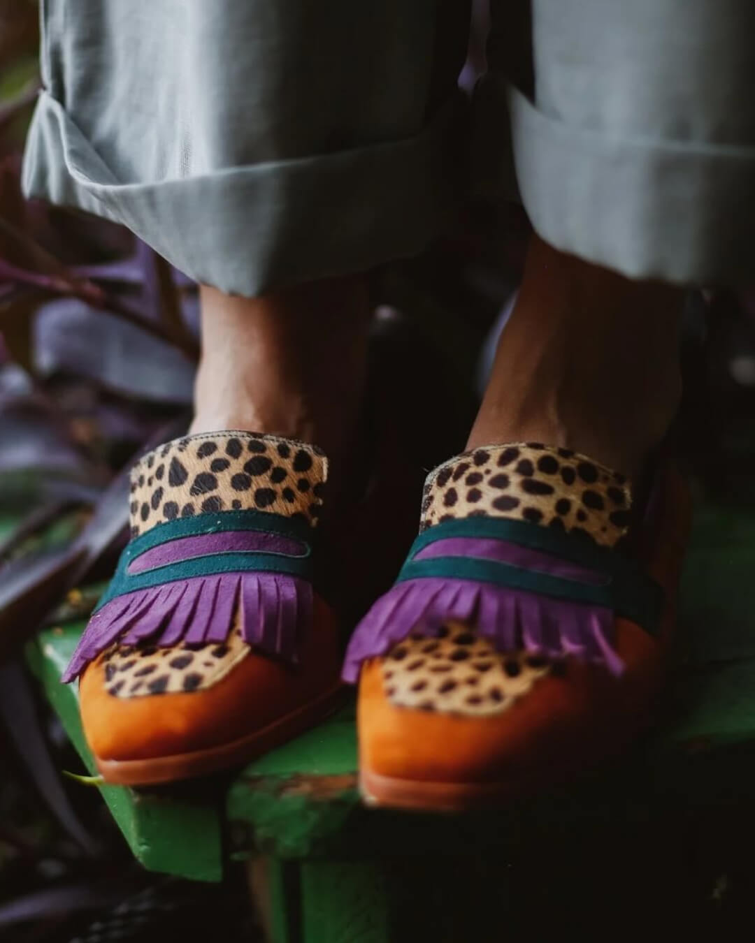 Elizabeth | Chic Animal-Print Fringe Loafers with a Statement Finish