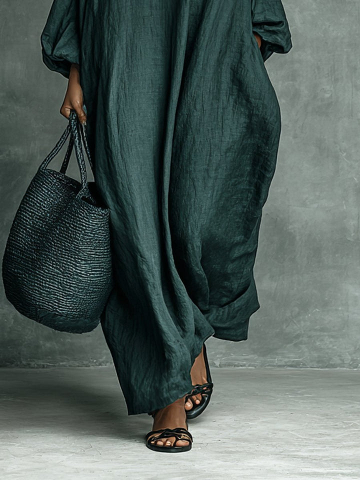 Amelia | Embroidered Long-Sleeved Dress with Elegant Stand-Up Collar