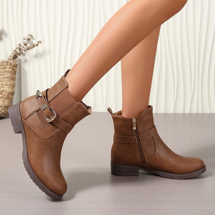 Amelia | Chic Western Buckle Ankle Boots For Everyday Style
