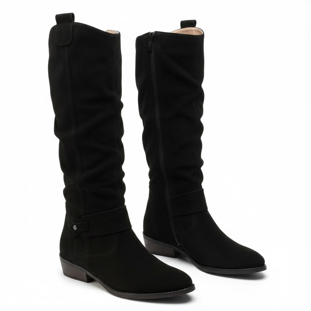 Laura | Stylish Ankle Strap Slouchy Knee High Boots