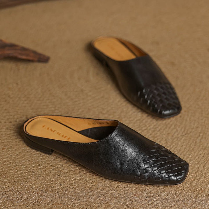 Andrea | Luxurious Leather Woven Slip-On Mules