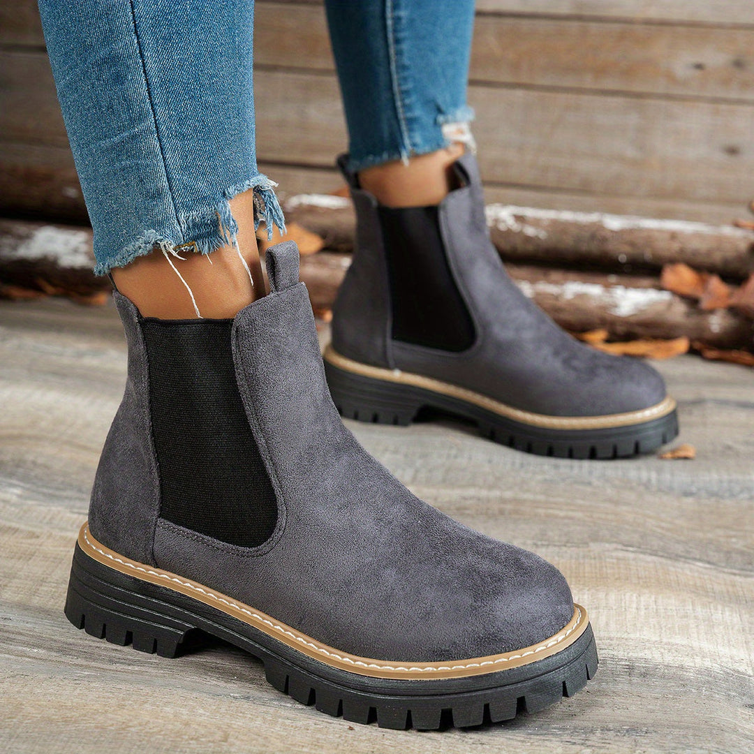 Megan | Stylish Chelsea Platform Ankle Boots With Lug Soles
