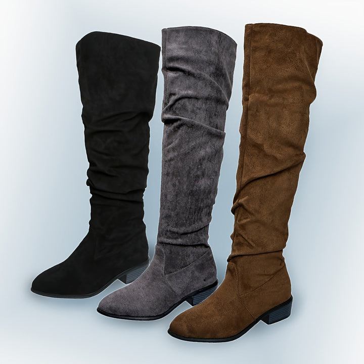 Jolie | Slouchy Suede-Like Knee High Boots