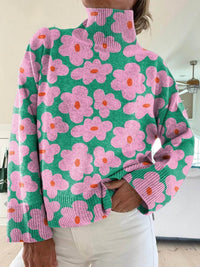 Livia | Cheerful And Stylish Floral Turtleneck Sweater