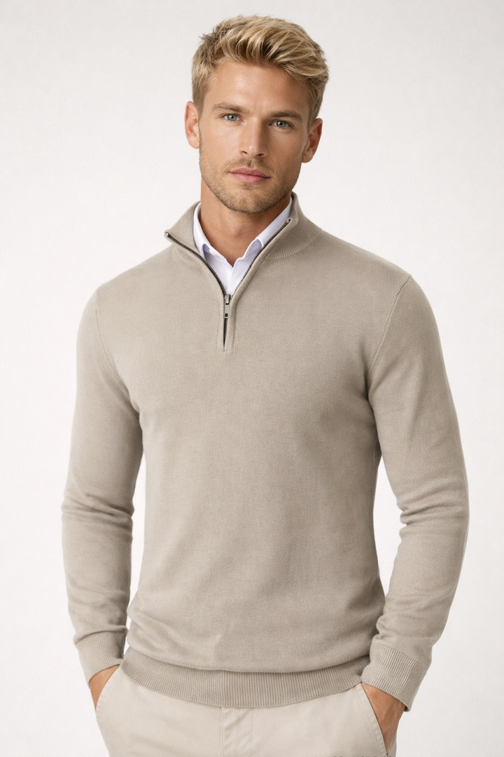 Nathan | Classic Half Zip High Neck Sweater