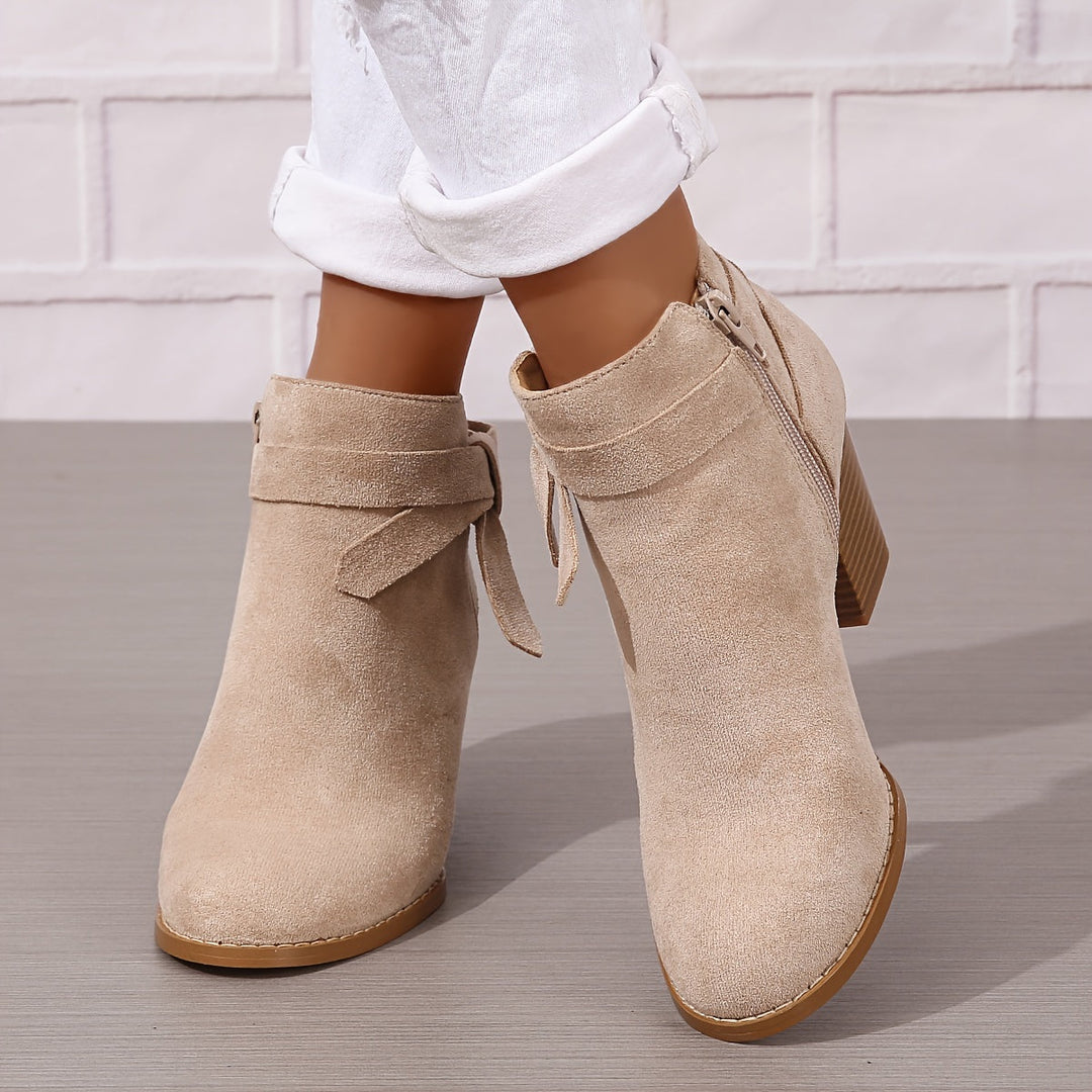 Heloise | Block Heel Ankle Boots with Bow Detail for Women