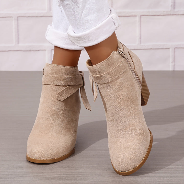 Heloise | Block Heel Ankle Boots with Bow Detail for Women