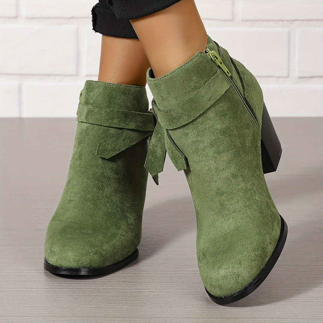 Heloise | Block Heel Ankle Boots with Bow Detail for Women