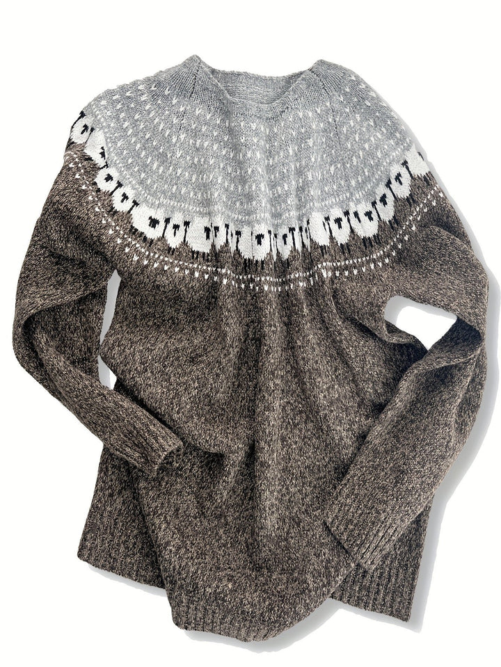 Jovian | Chunky Knit Sweater with Sheep Jacquard Design