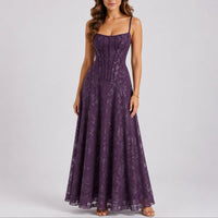 Charlotte | Fall Wedding Floral Corset Maxi Dress