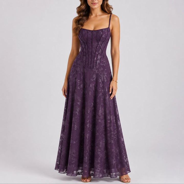 Charlotte | Fall Wedding Floral Corset Maxi Dress