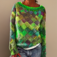 Avery | Diamond Pattern Oversized Knitted Sweater for Casual Chic