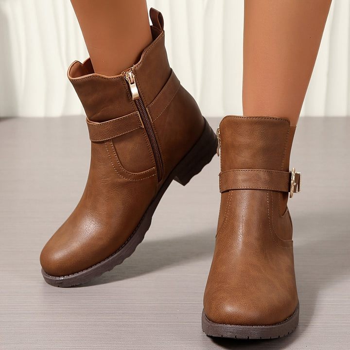 Amelia | Chic Western Buckle Ankle Boots For Everyday Style