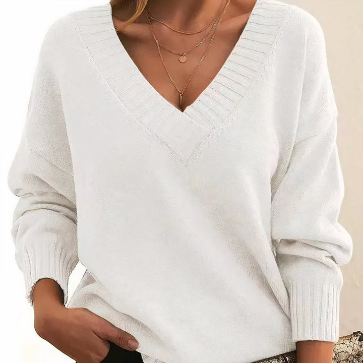 Liora | Cashmere-Blend Knit Sweater – Timeless V-Neck Style for Women