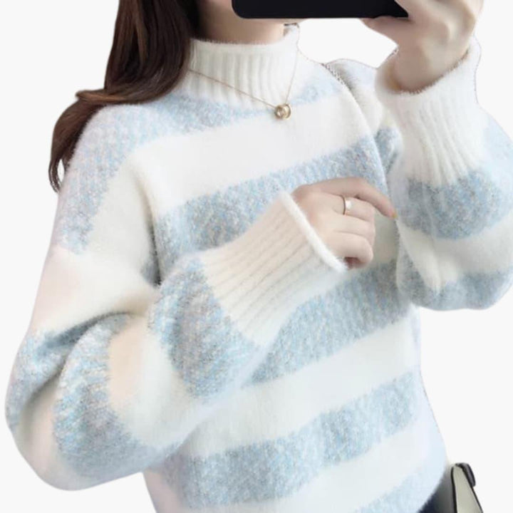 Sarina | Sweater with Roll Neck and Striped Design for Women