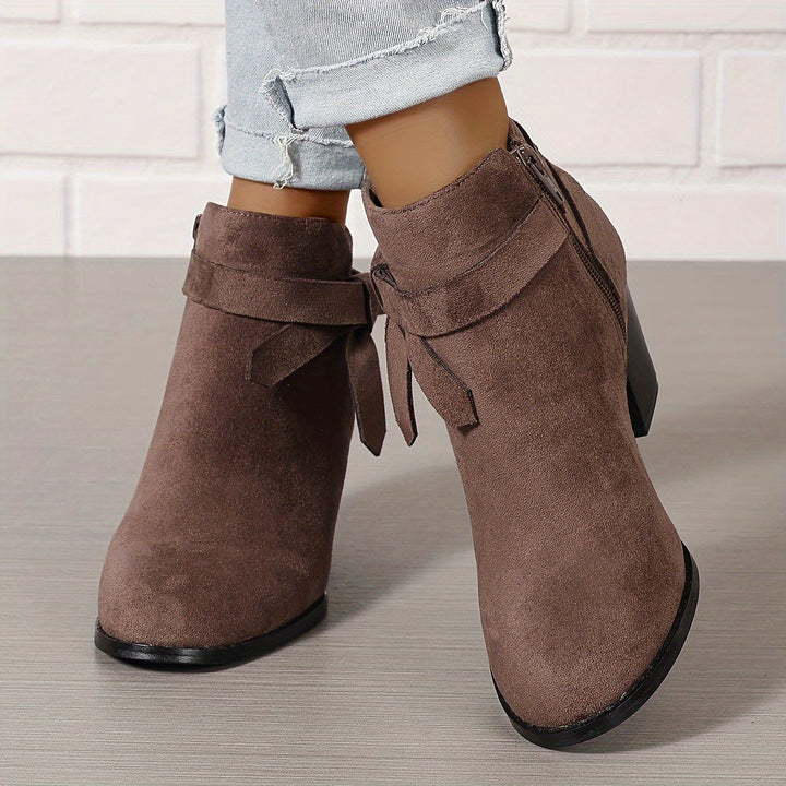 Heloise | Block Heel Ankle Boots with Bow Detail for Women