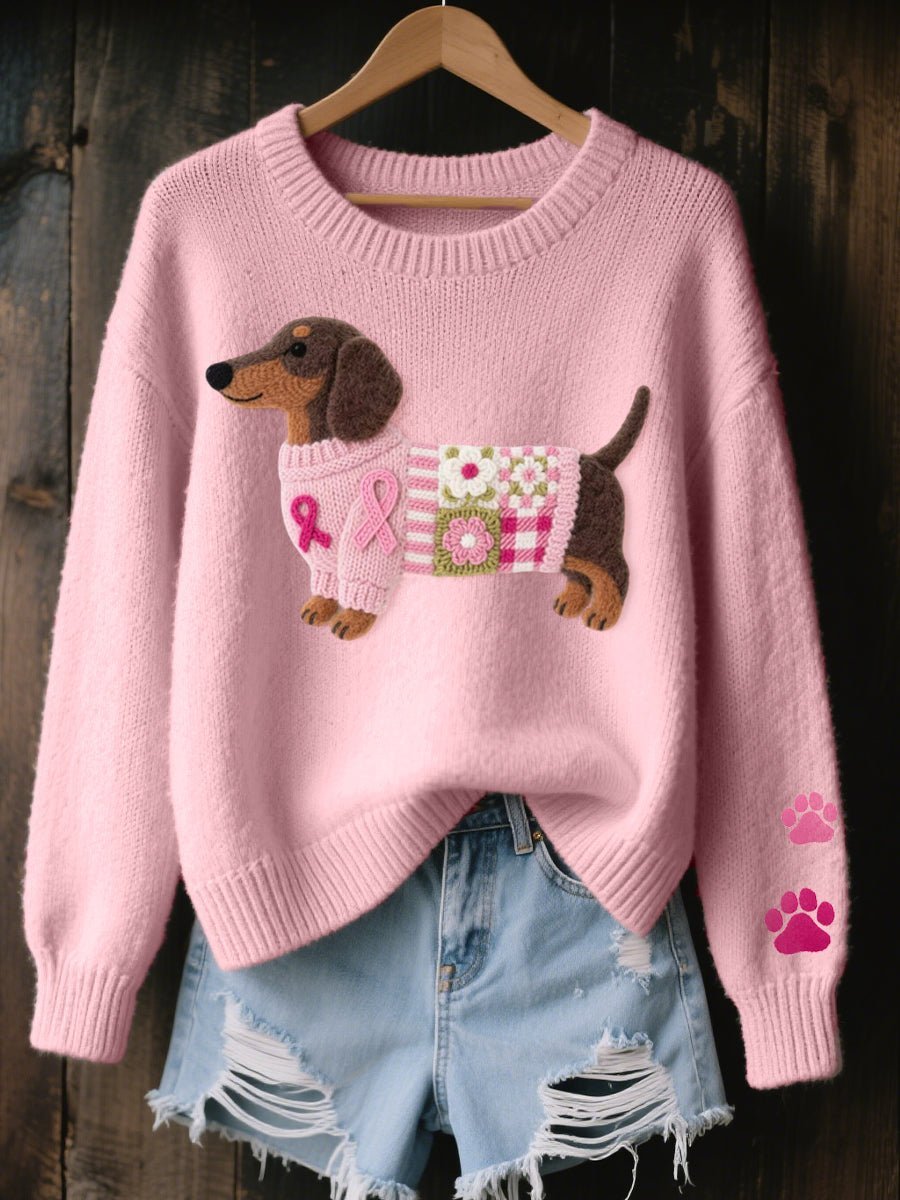 Nora | Knitted Sweater – Playful Dachshund Design for Women