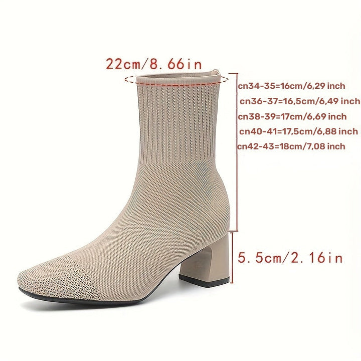 Hannah | Chic Stretch-Knit Block Heel Ankle Boots