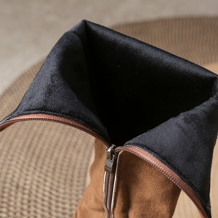 Freya | Elegant Button Suede Knee High Boots