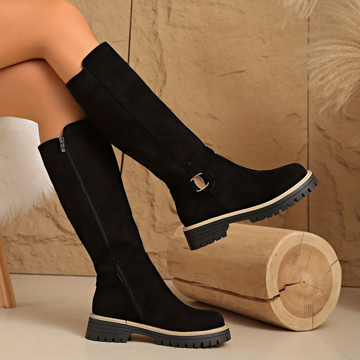 Sable | Comfortable Low Block Heel Knee High Boots