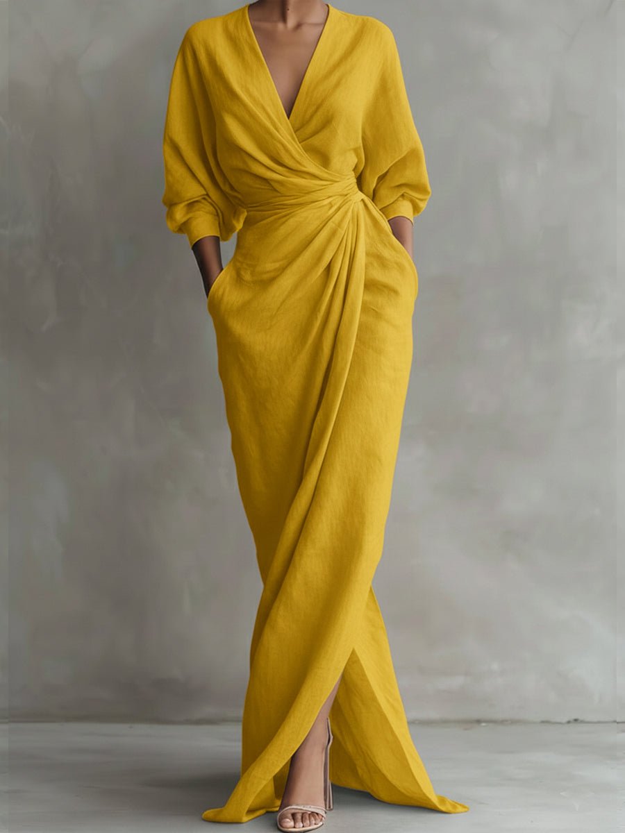 Daisy | Elegant Long-Sleeved Dress with Flattering Wrap Silhouette