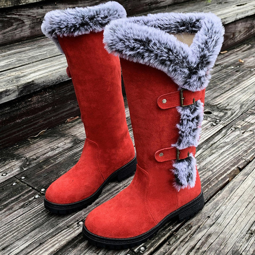Nadine | Cozy Faux-Suede Fur-Trim Knee High Boots