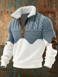 Daniel | Modern Colorblock Fleece-Collar Knitted Sweater