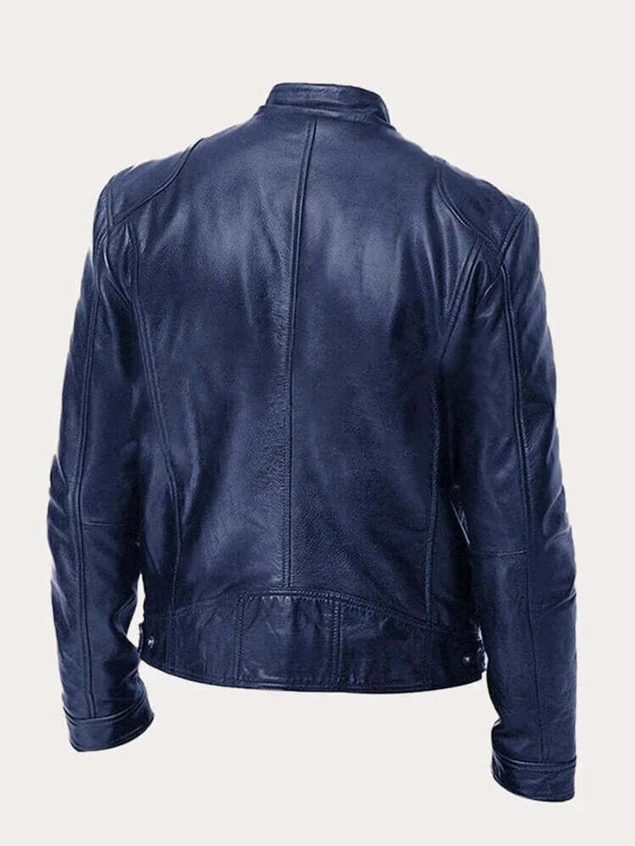 Maverick | Men's Classic Biker Jacket – Real Leather with Stand Collar