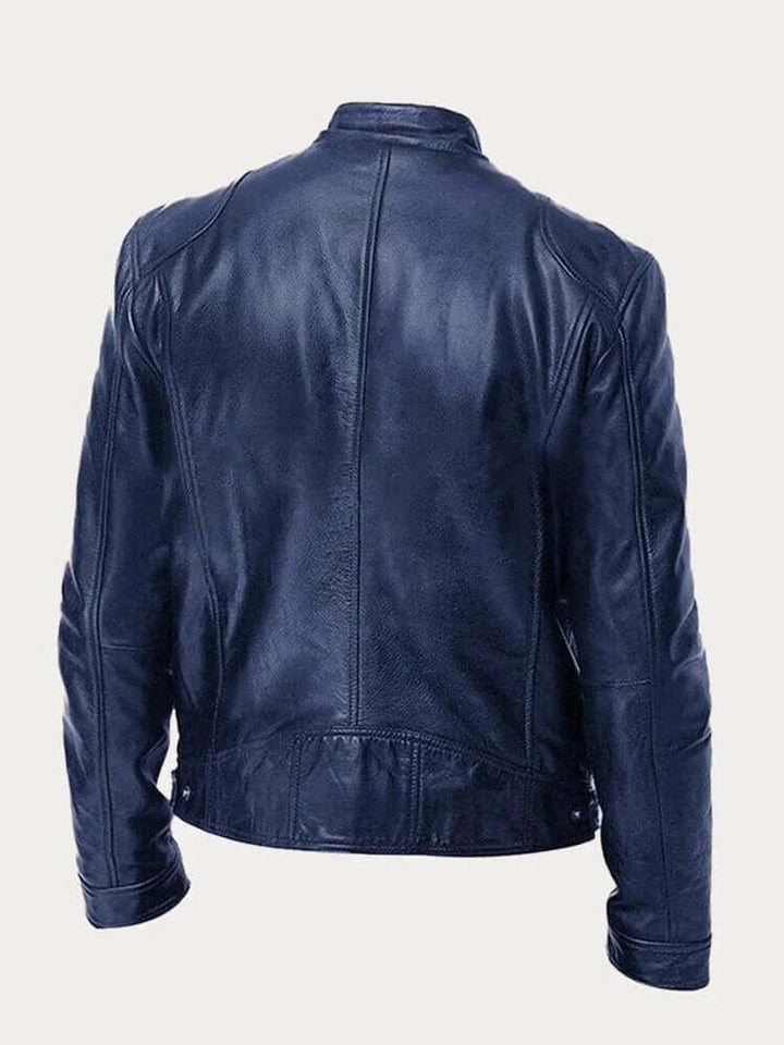 Maverick | Men's Classic Biker Jacket – Real Leather with Stand Collar