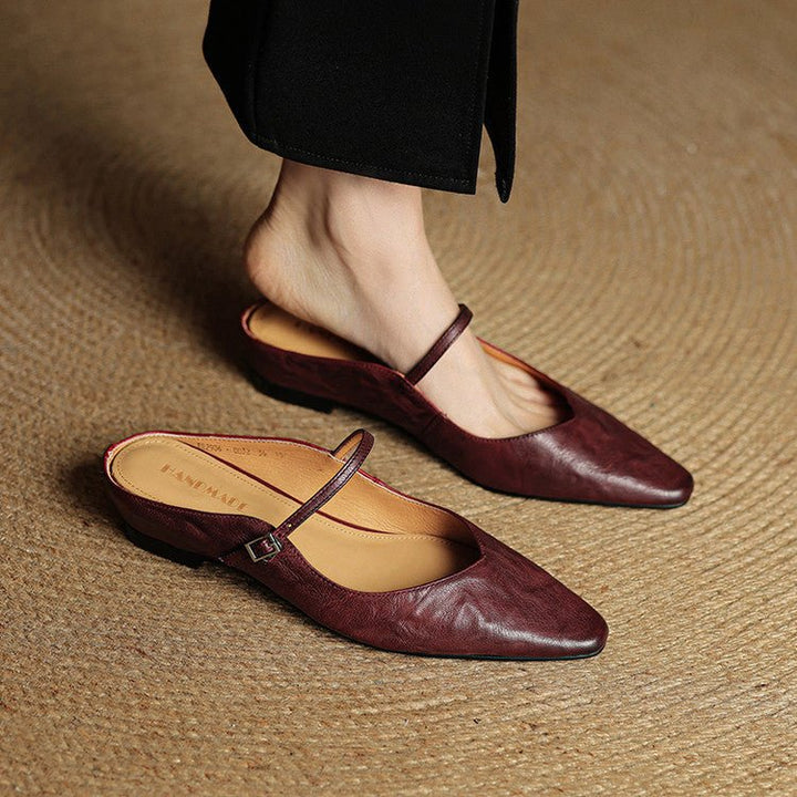 Grace | Elegant Pointed-Toe Leather Mary Jane Mules
