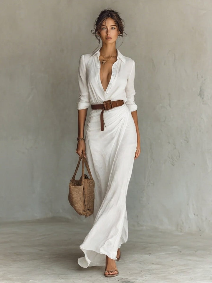Bethany | Modern And Trendy Belted Long-Sleeved Dress