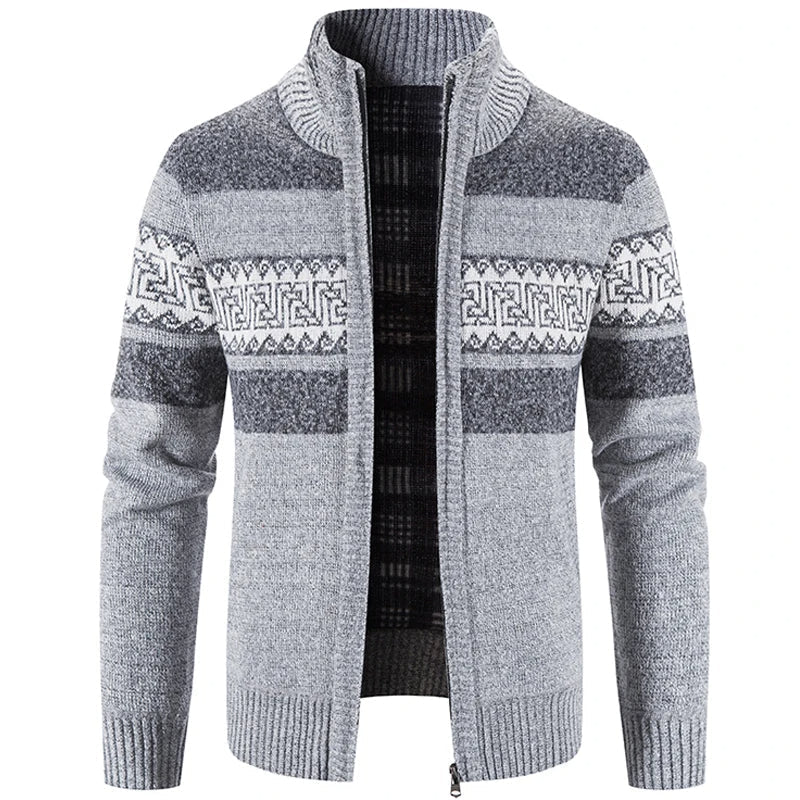 Ethan | Warm And Refined Stand Collar Knit Sweater Jacket