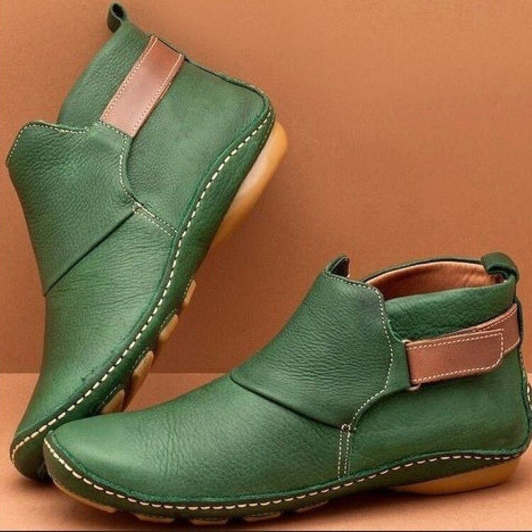 Rebecca | Relaxed Leather Ankle Boots With Adjustable Strap