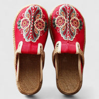 Lily | Handcrafted Floral Embroidered Jute Mules