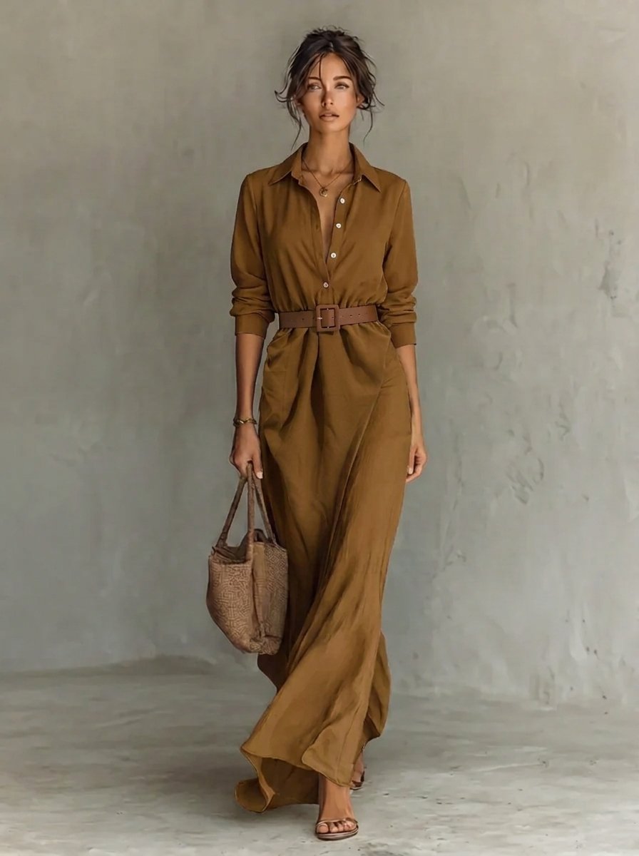 Bethany | Modern And Trendy Belted Long-Sleeved Dress