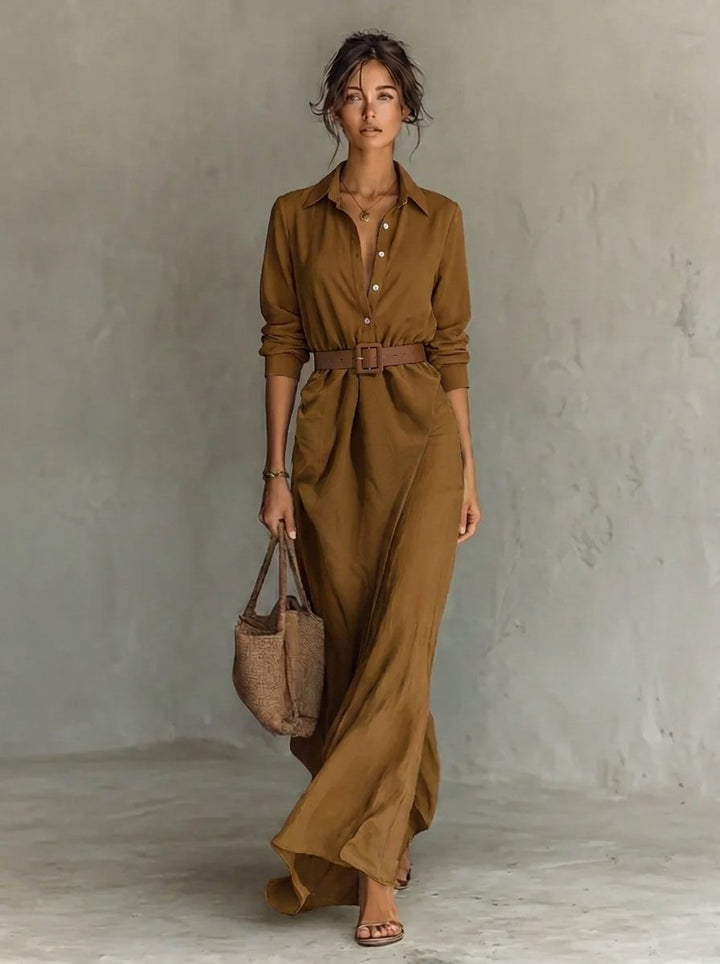 Bethany | Modern And Trendy Belted Long-Sleeved Dress