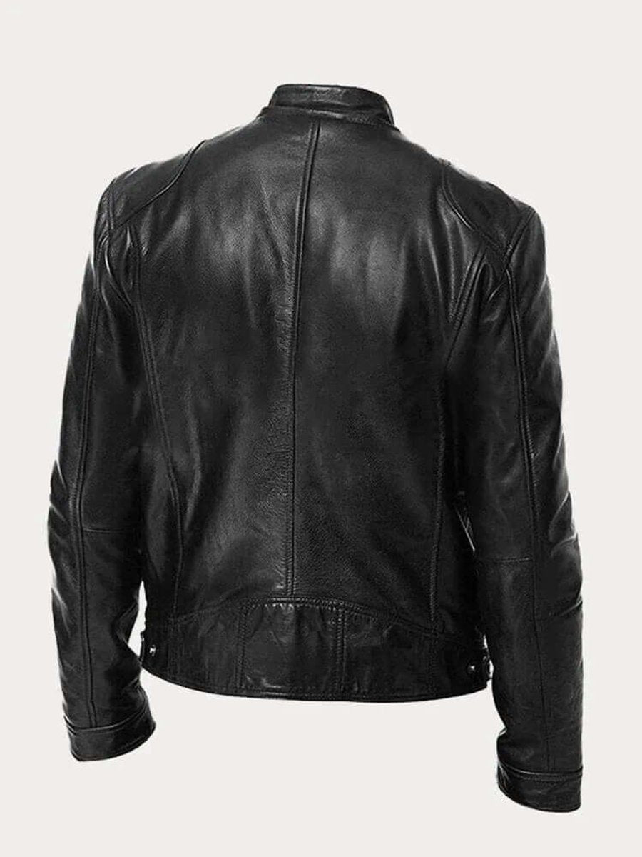 Maverick | Men's Classic Biker Jacket – Real Leather with Stand Collar