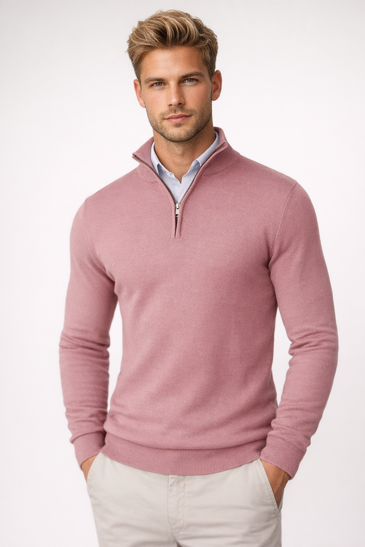 Nathan | Classic Half Zip High Neck Sweater