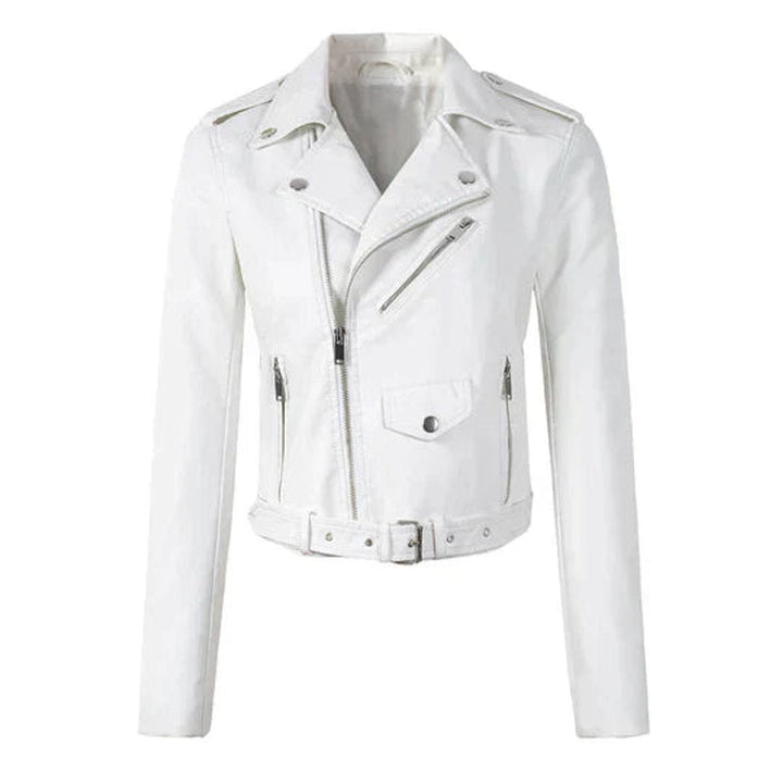 Rosie | Cropped Biker Jacket – Stylish Faux Leather for Women
