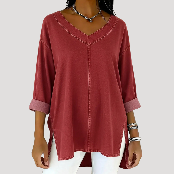 Harper | Elegant And Relaxed V-Neck Longline Tunic Top