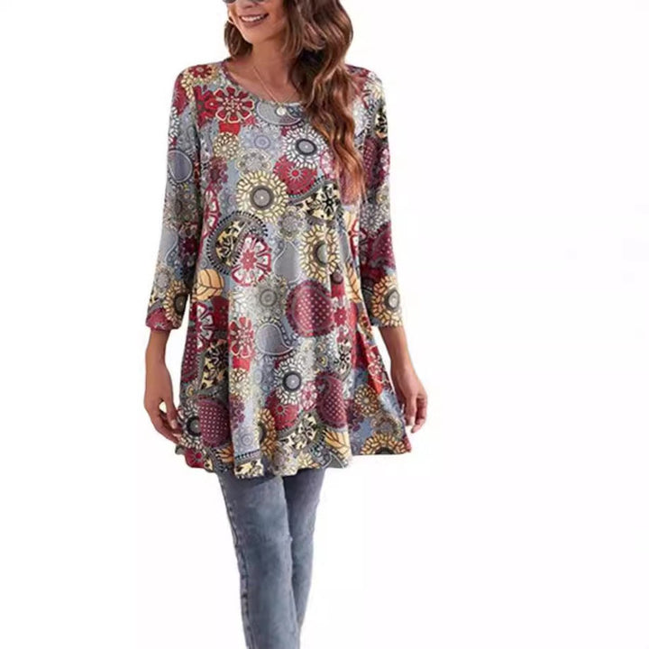 Lydia | Artistic Mandala Print A-Line Tunic Top