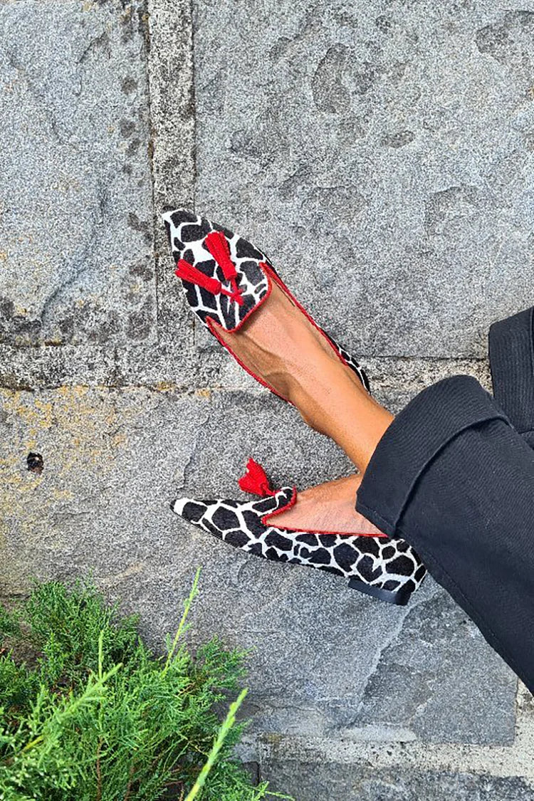 Melanie | Chic And Bold Animal-Print Fringe Loafers