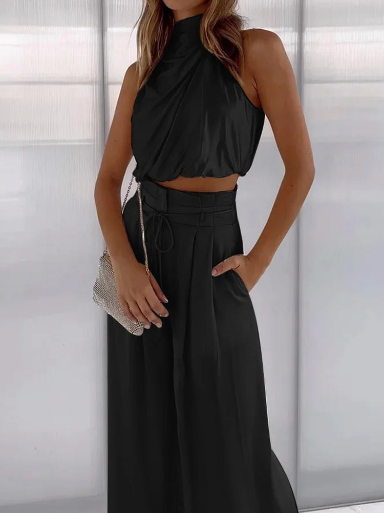 Carmela | Refined Sleeveless Tailored Two Piece Set