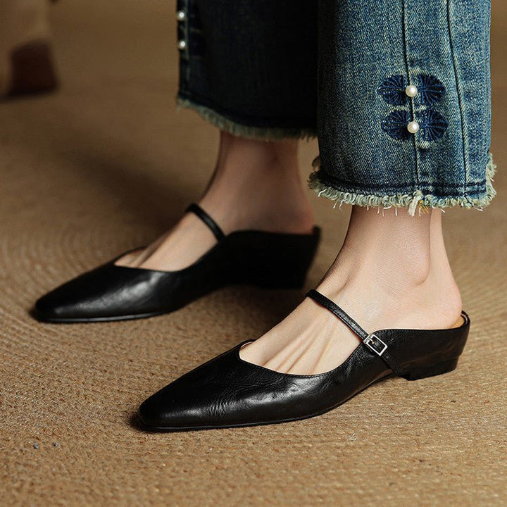 Grace | Elegant Pointed-Toe Leather Mary Jane Mules