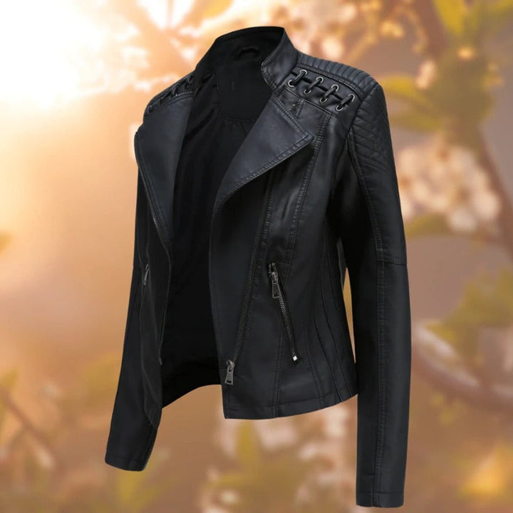 Mila | Biker-Style Zip-Up Faux Leather Jacket for Women