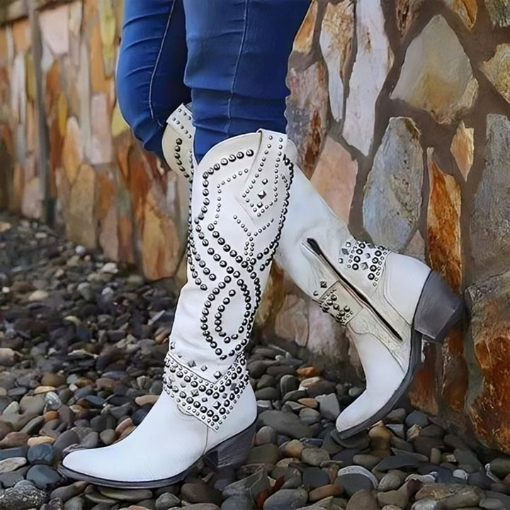 Sierra | Stylish Studded Western Knee High Boots